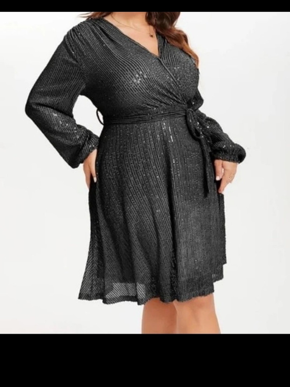 Plus Size Black Sequin V-Neck Women’s Dress NWT